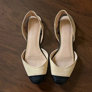 Zara Beige and Black Women's Flats